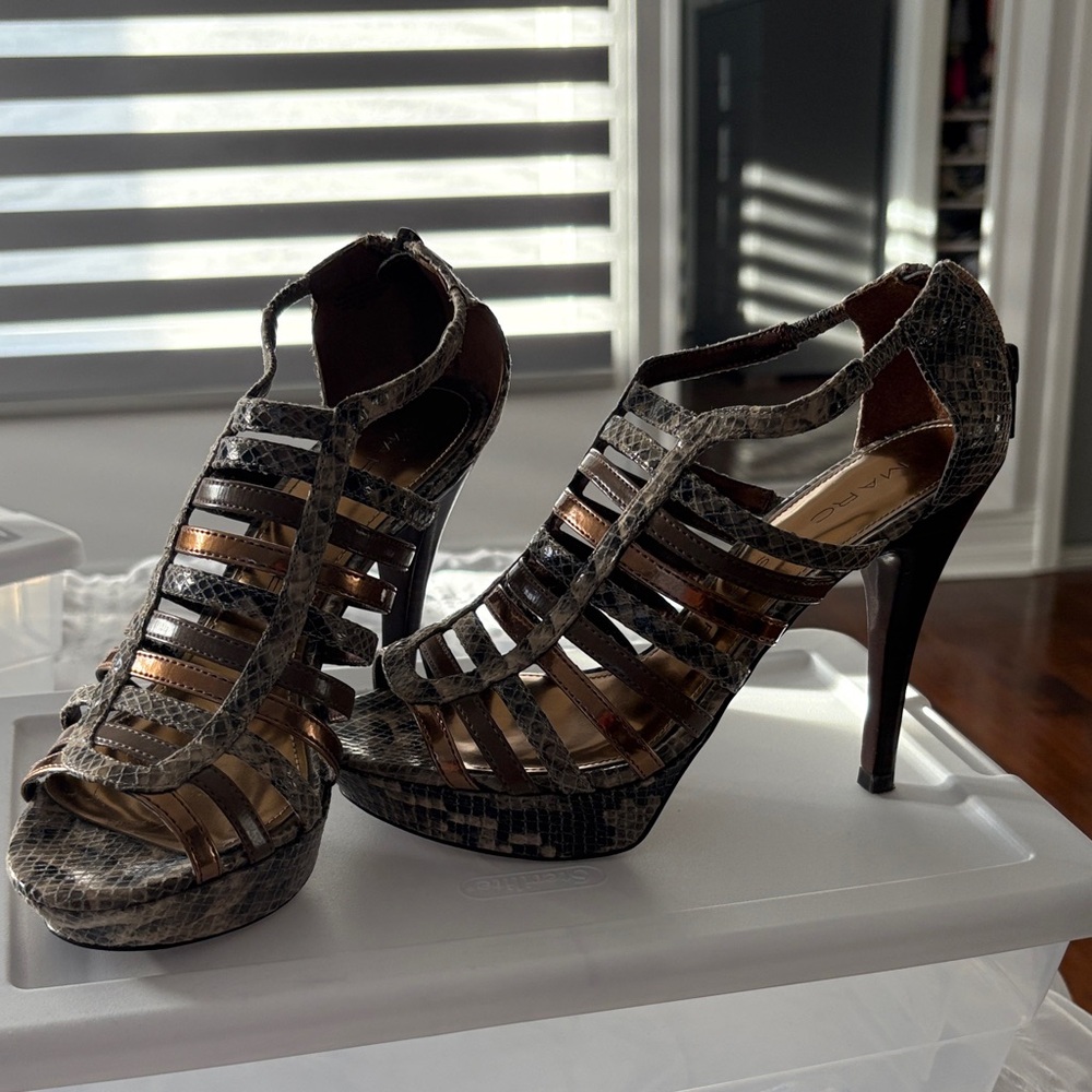Marc Fisher Snakeskin Strappy Heels